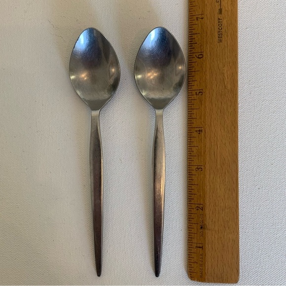 Ekco Eterna Prince 6.5" Stainless Serving Spoon Japan Vintage Plain Handle Set 2 - Picture 2 of 6
